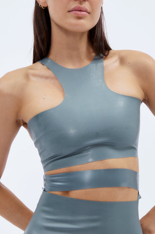 Latex Metallic Grey Tank Top Bra - Désordre Boutique