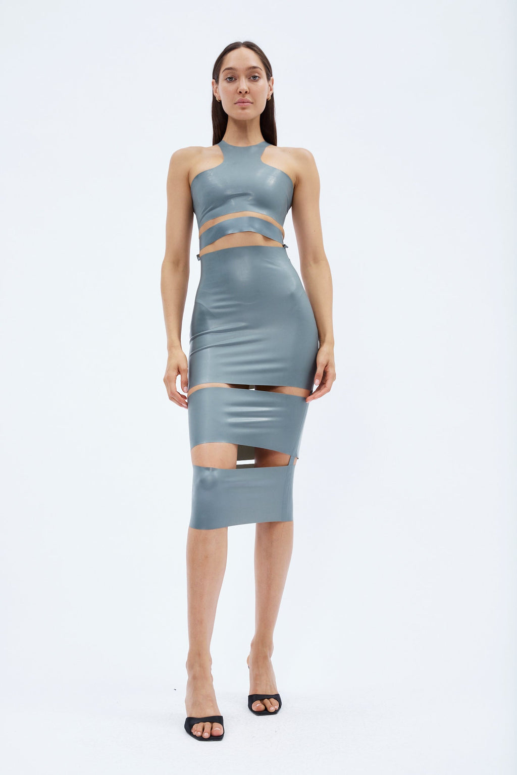 Latex Metallic Grey Tank Top Bra - Désordre Boutique
