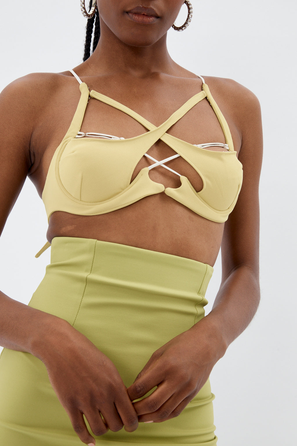 Leather Strap X Lime Green Bralette - Désordre Boutique