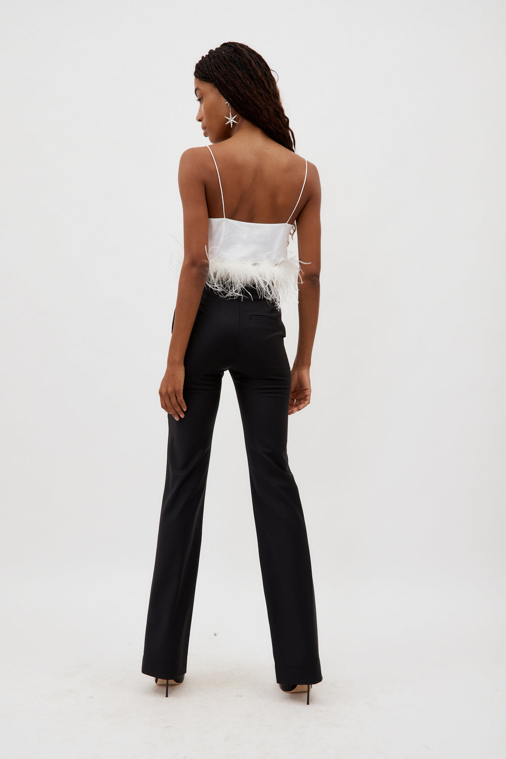 Mini White Camisole with Ostrich Feathers - Désordre Boutique