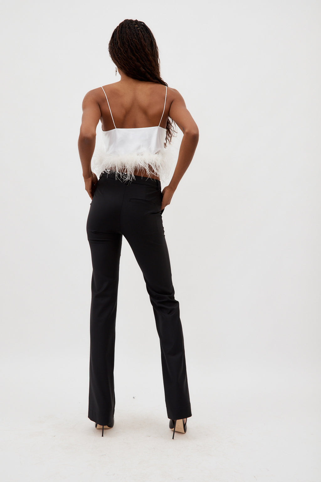 Mini White Camisole with Ostrich Feathers - Désordre Boutique