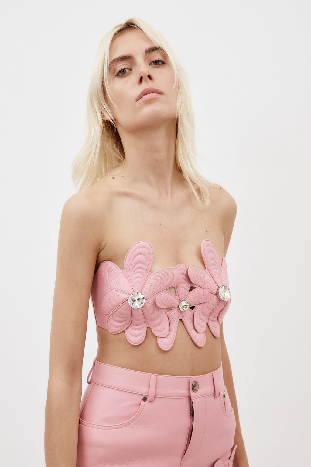 Mussel Flower Light Pink Leather Bandeau - Désordre Boutique