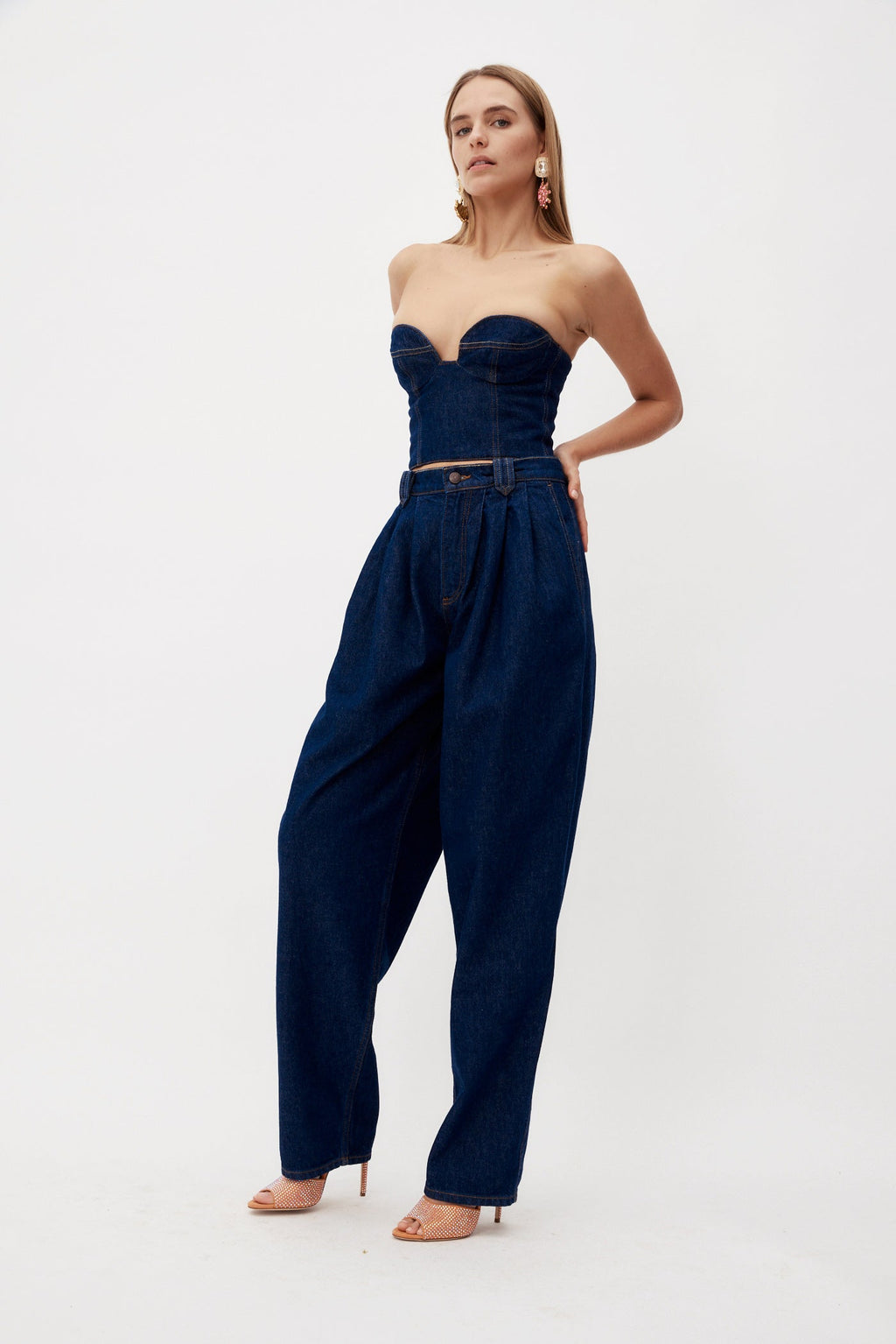 Navy Denim Bustier Crop Top - Désordre Boutique