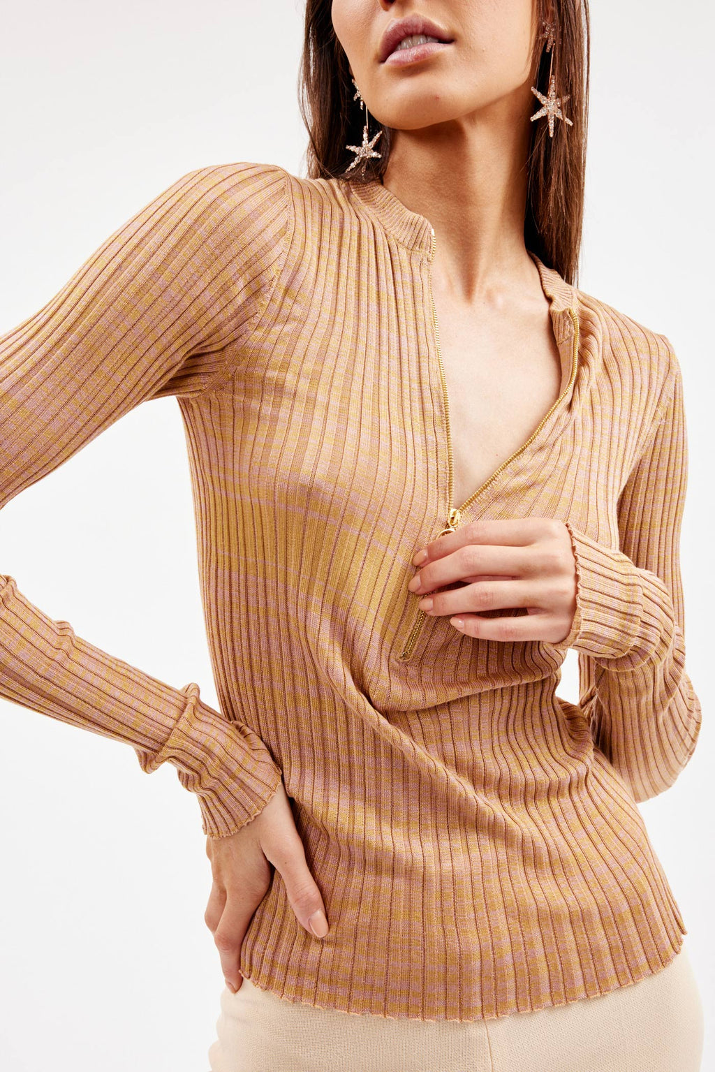 Nelia Mottled Rose Ochre Silk Knit - Désordre Boutique