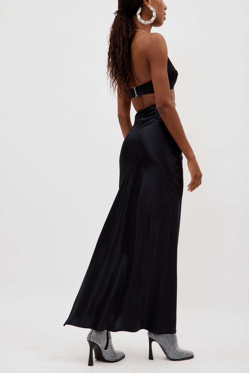 Nomi Black Crystalline Wrap Halter Dress No mo - Désordre Boutique