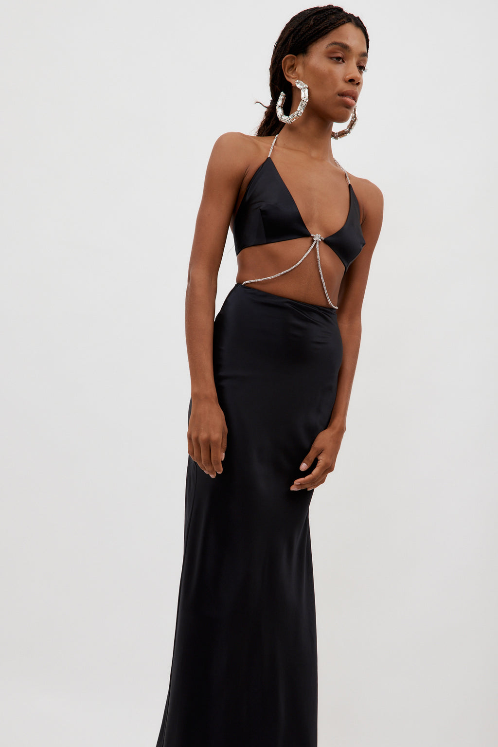 Nomi Black Crystalline Wrap Halter Dress No mo - Désordre Boutique