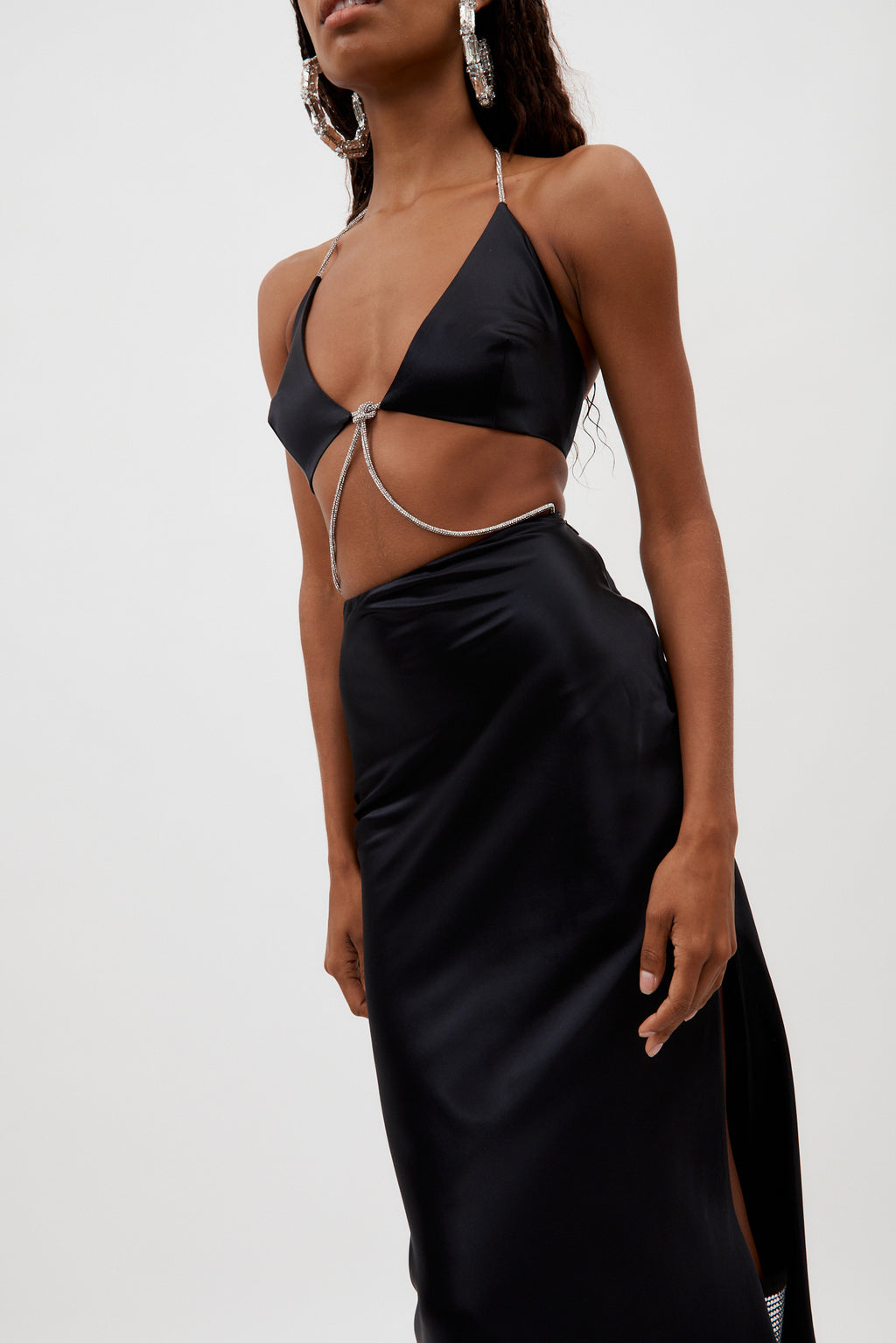 Nomi Black Crystalline Wrap Halter Dress No mo - Désordre Boutique