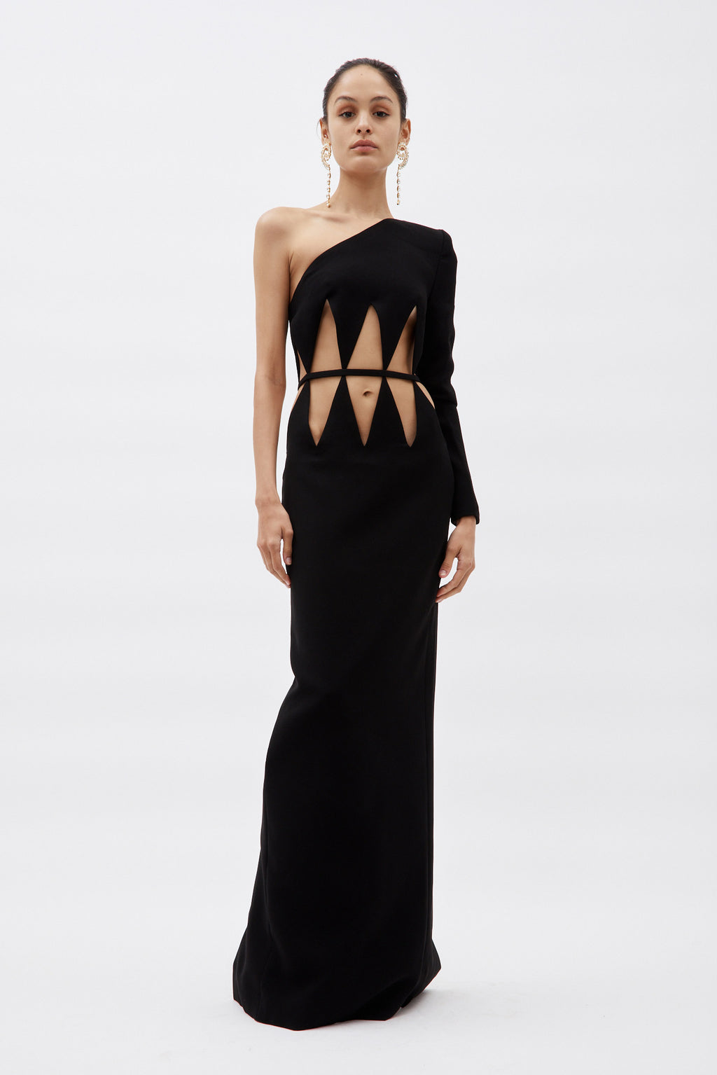 One Shoulder Black Diamond Cut Out Dress - Désordre Boutique