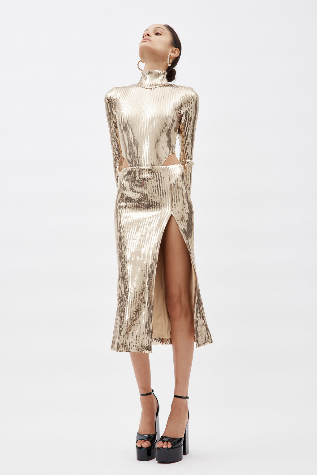 Pencil Gold Sequin Midi Skirt - Désordre Boutique