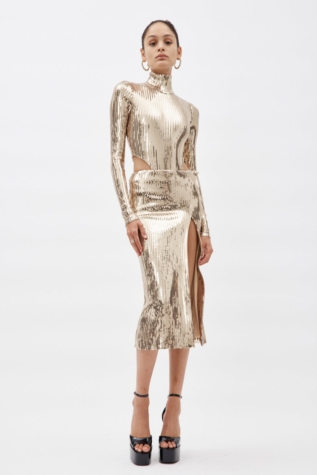 Pencil Gold Sequin Midi Skirt - Désordre Boutique