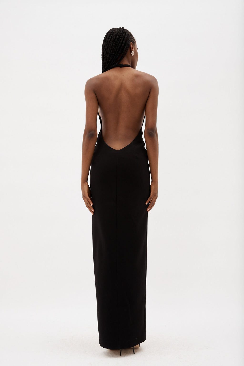 Plunge Black V Dress with Front Slit - Désordre Boutique