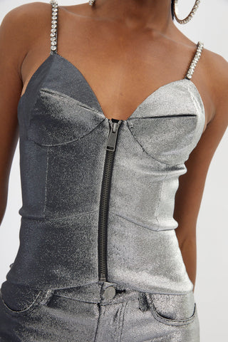Pyramid Cup Silver Corset Top - Désordre Boutique