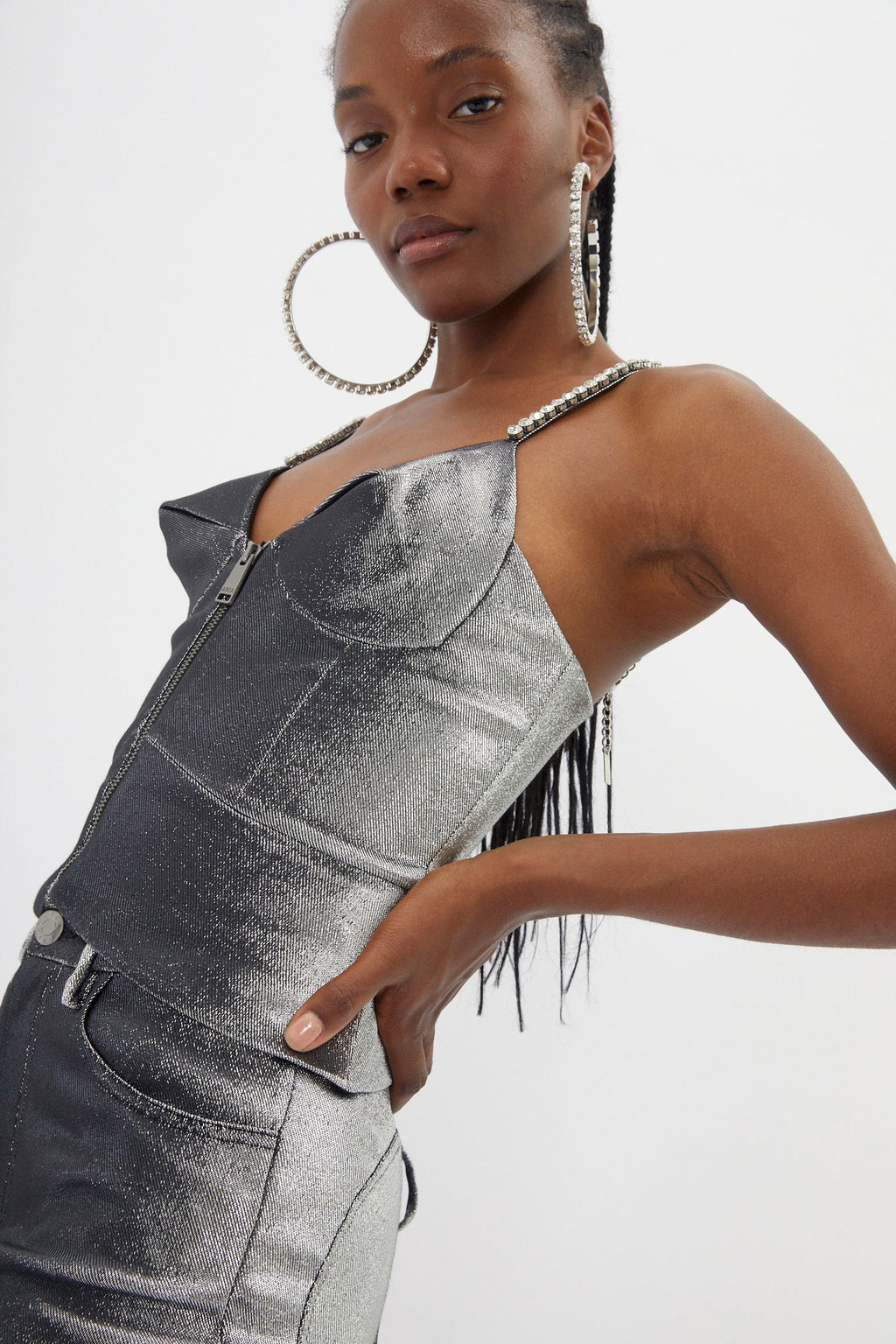 Pyramid Cup Silver Corset Top - Désordre Boutique