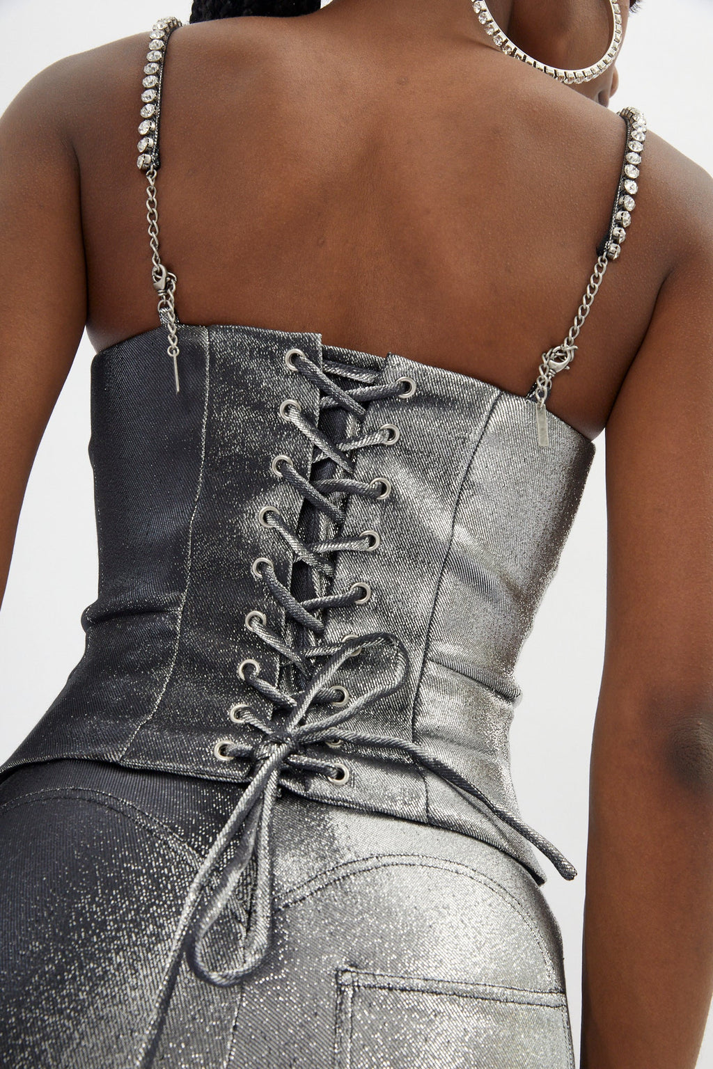 Pyramid Cup Silver Corset Top - Désordre Boutique