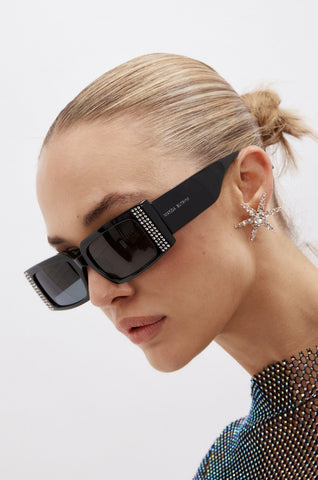 Rectangle Black Crystal Sunglasses - Désordre Boutique