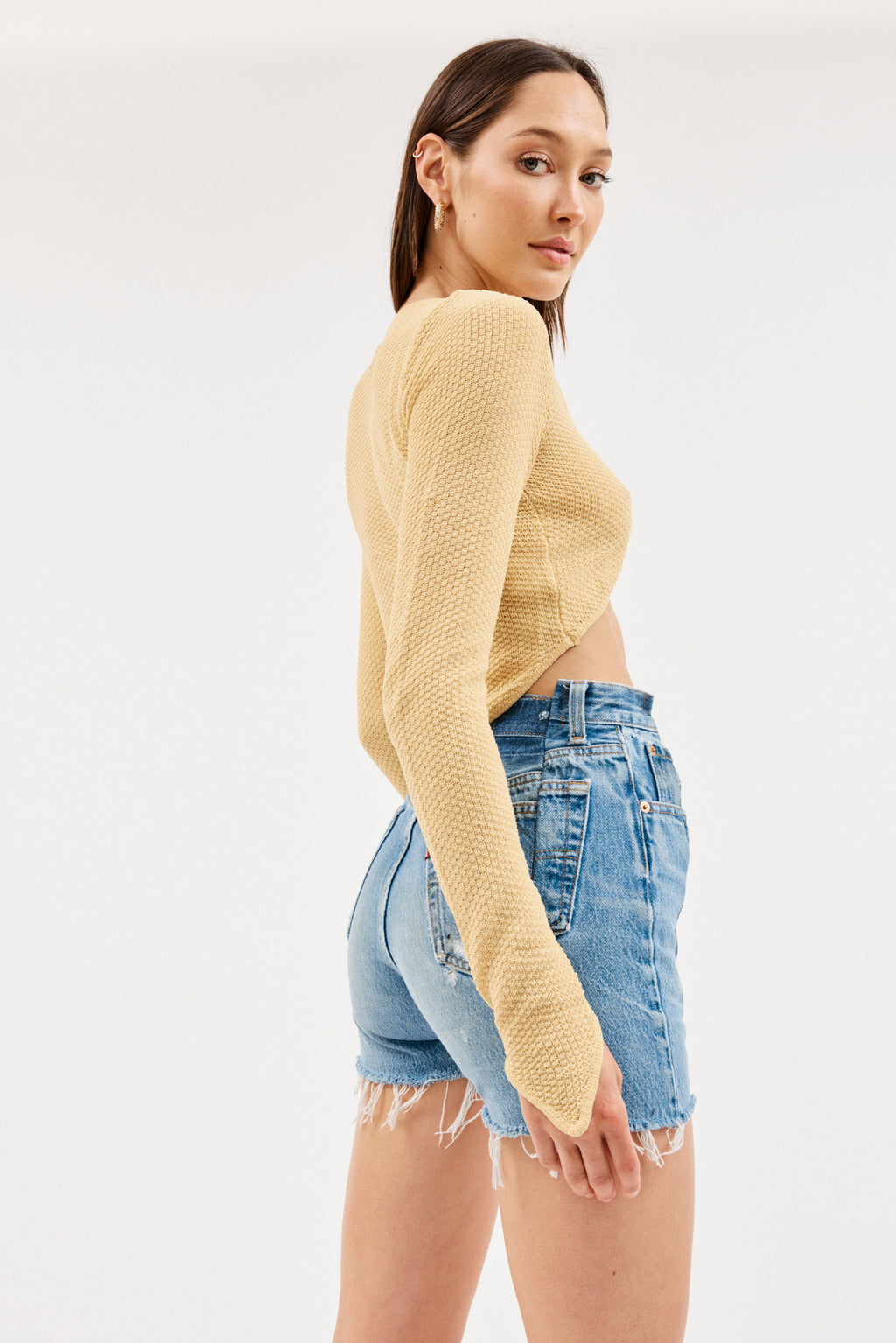 Ribbed Lemon Knit Underboob Crop Top - Désordre Boutique