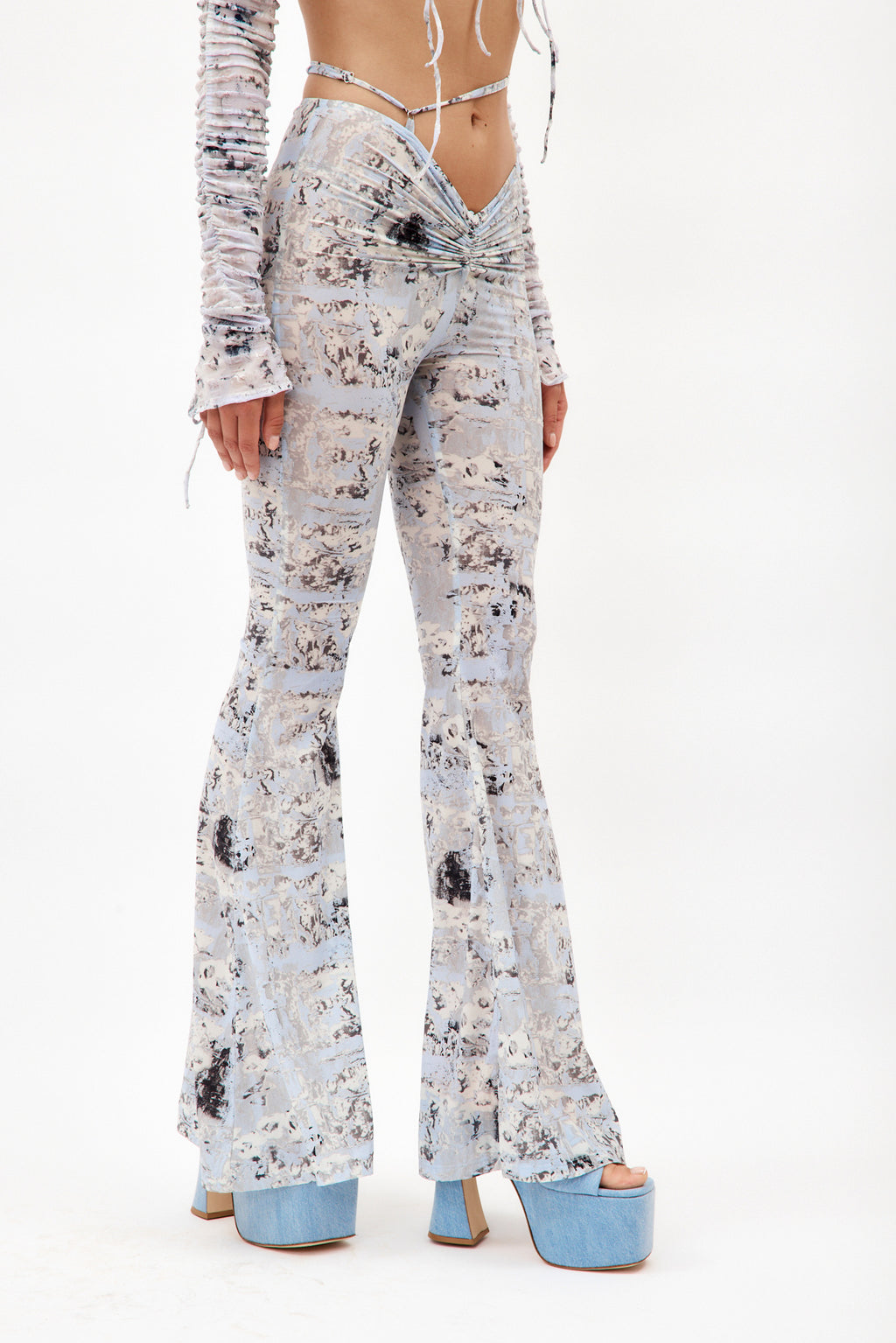 Ruched Cloud Print Trousers - Désordre Boutique