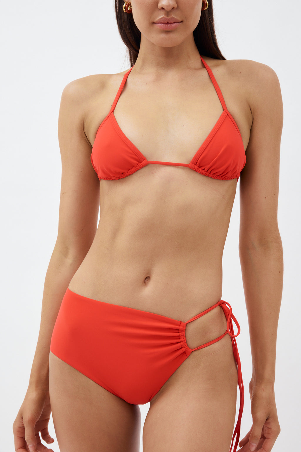 Ruched Rubrum Red Side Tie Brief - Désordre Boutique