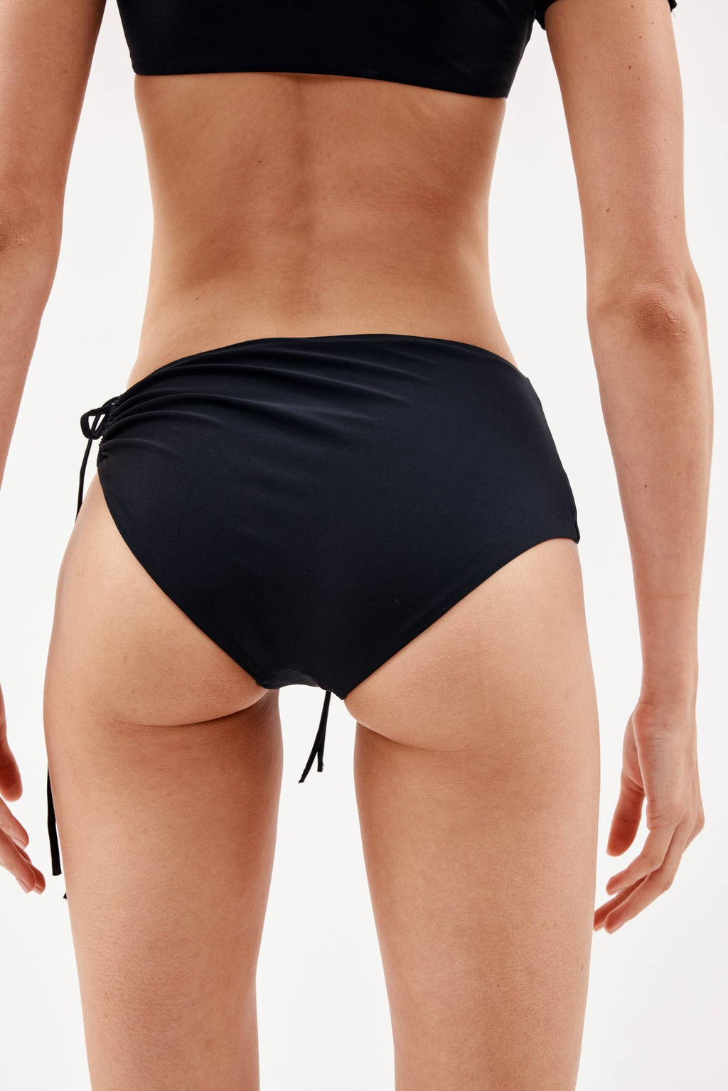 Ruched Side Tie Black High Brief - Désordre Boutique