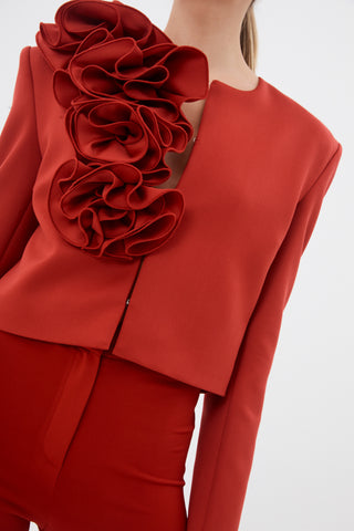 Ruffle Flower Red Blazer - Désordre Boutique