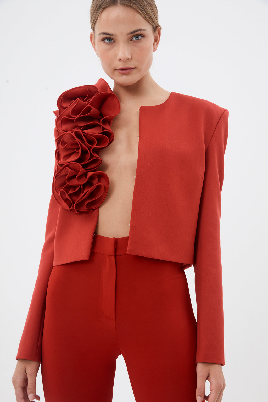 Ruffle Flower Red Blazer - Désordre Boutique