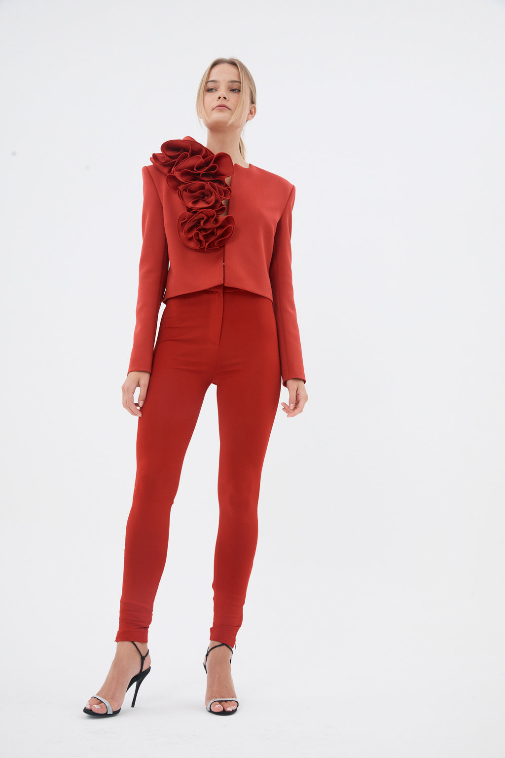 Ruffle Flower Red Blazer - Désordre Boutique