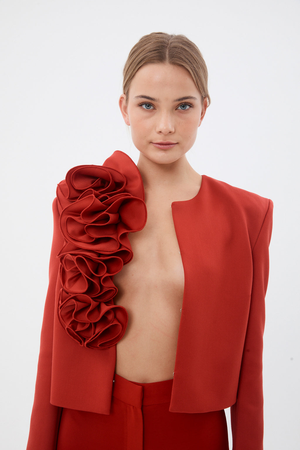 Ruffle Flower Red Blazer - Désordre Boutique