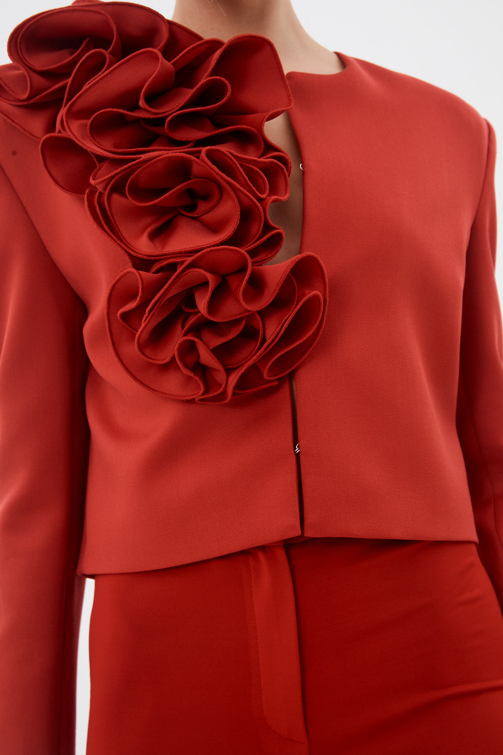 Ruffle Flower Red Blazer - Désordre Boutique