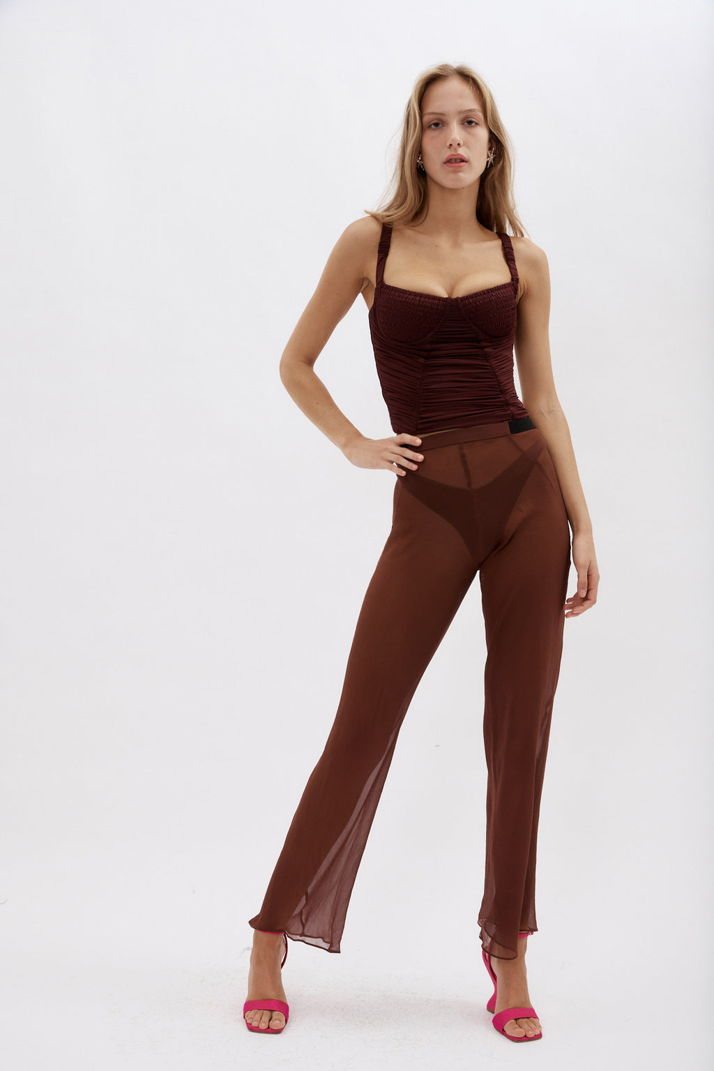 Silk Chiffon Mahogany Bias Trouser - Désordre Boutique