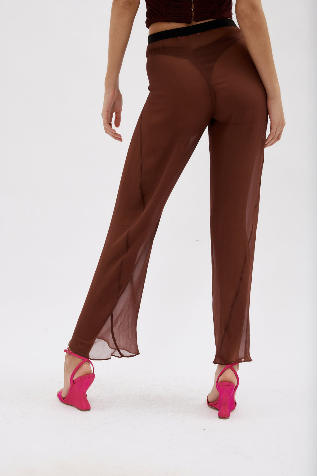 Silk Chiffon Mahogany Bias Trouser - Désordre Boutique