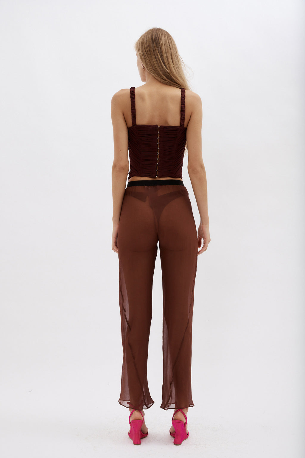 Silk Chiffon Mahogany Bias Trouser - Désordre Boutique