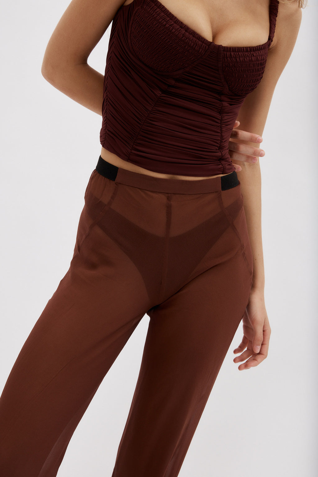 Silk Chiffon Mahogany Bias Trouser - Désordre Boutique