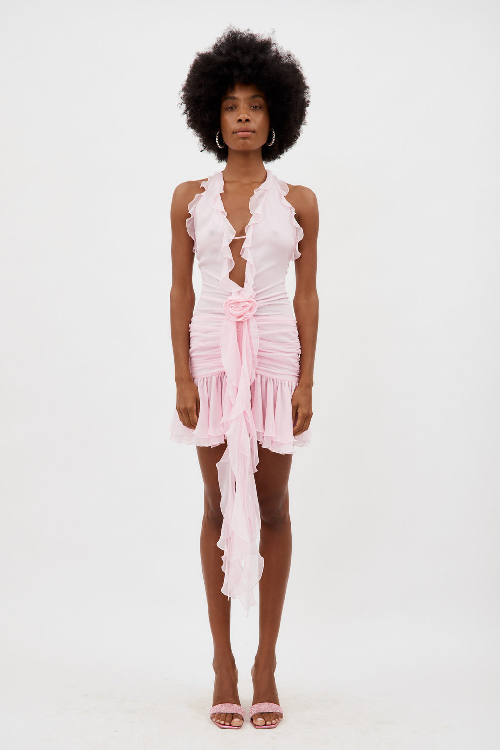 Silk Halter Chalk Pink Dress - Désordre Boutique