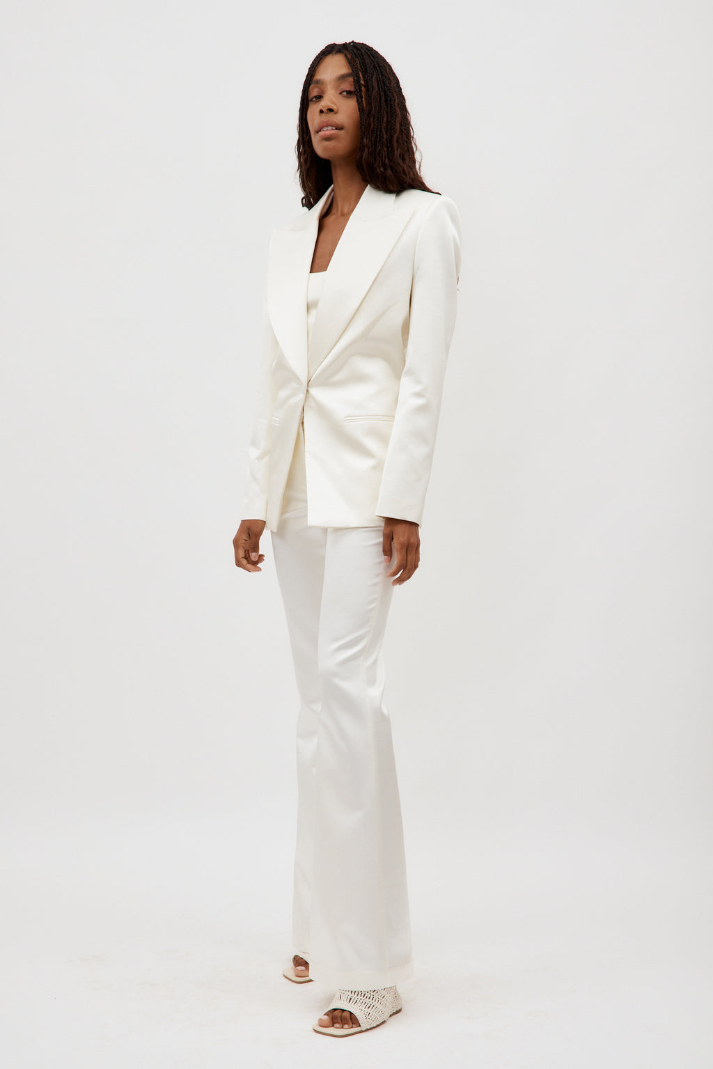 Single Button Wool White Blazer - Désordre Boutique