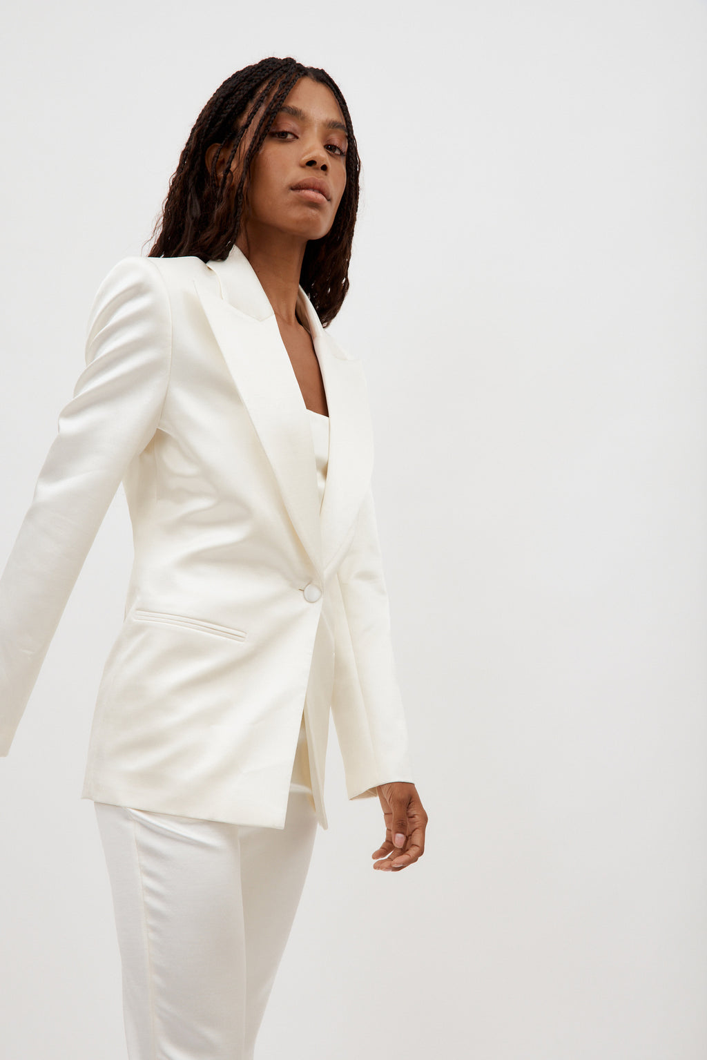 Single Button Wool White Blazer - Désordre Boutique