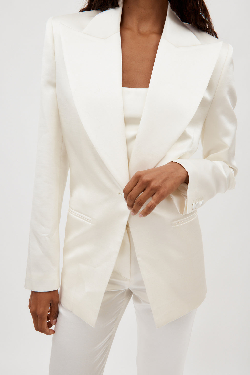 Single Button Wool White Blazer - Désordre Boutique