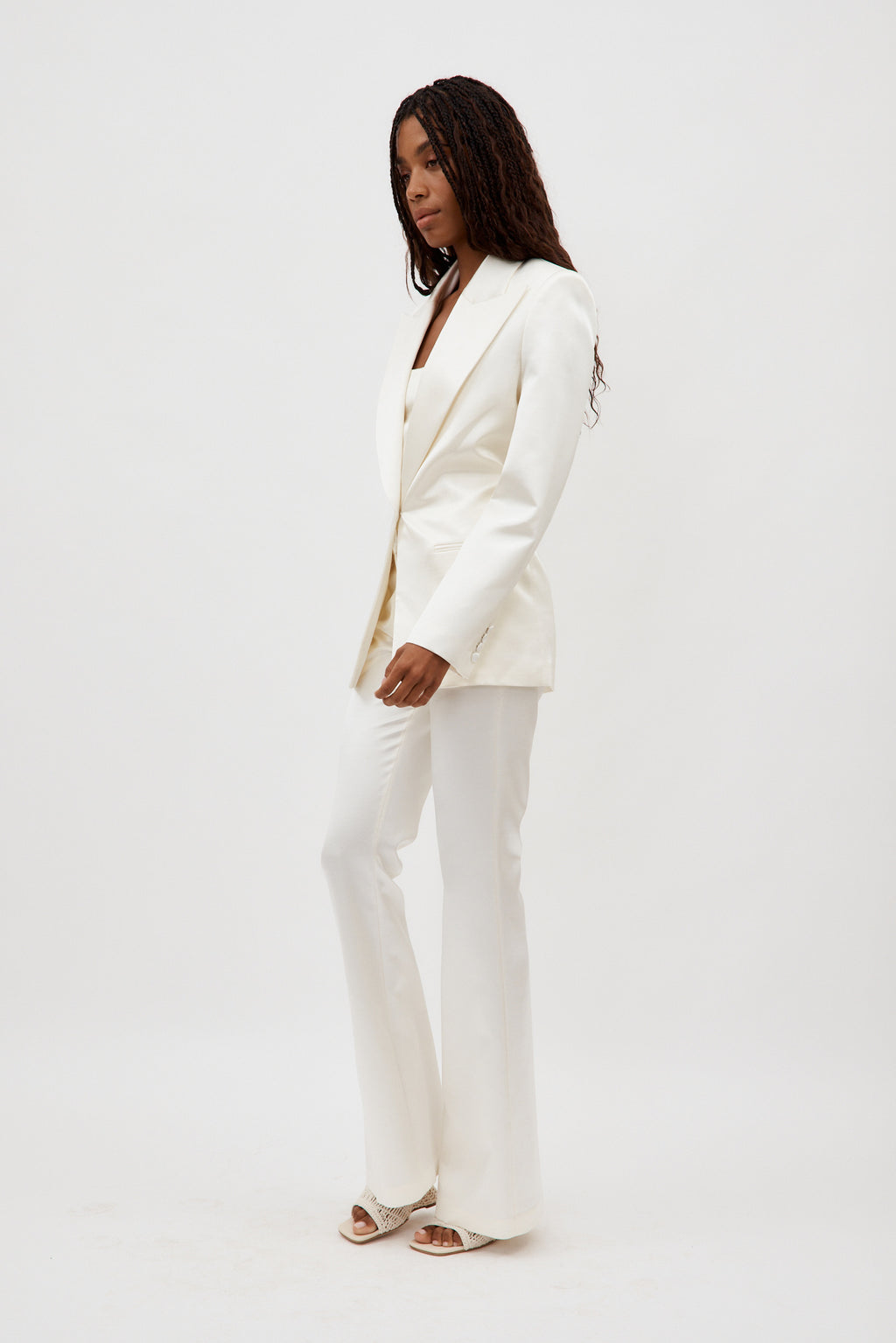 Single Button Wool White Blazer - Désordre Boutique