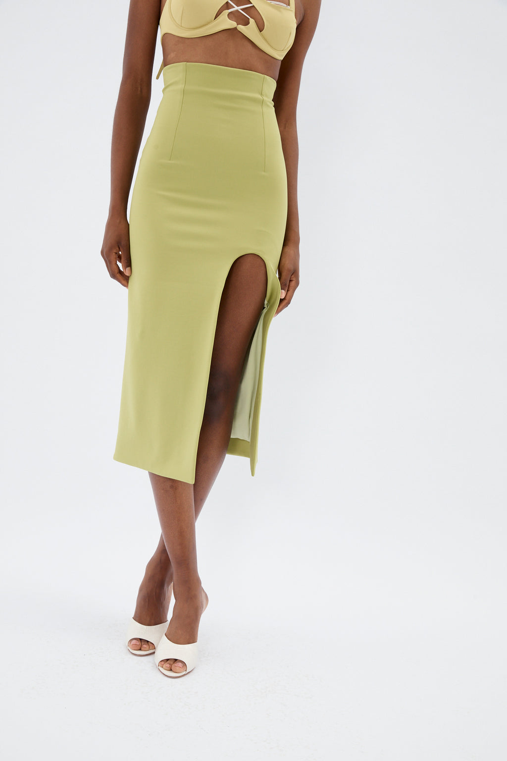 Super High Waist Pistachio Midi Skirt - Désordre Boutique