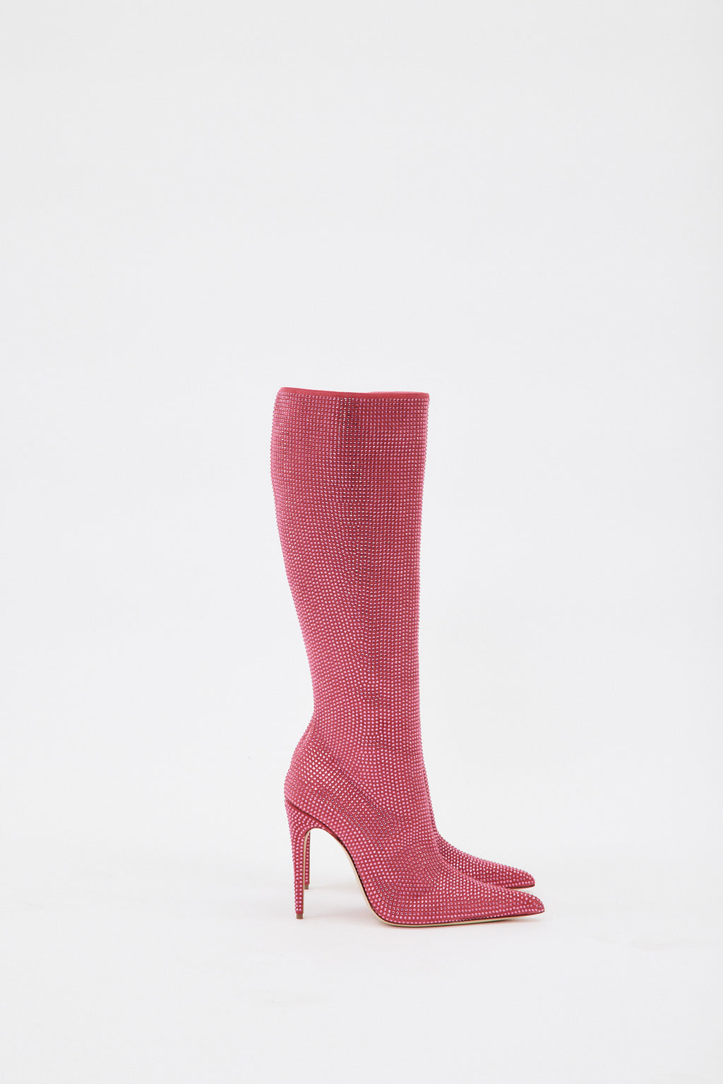 Tall Pointed Toe Pink Diamante Crystal Boots - Désordre Boutique