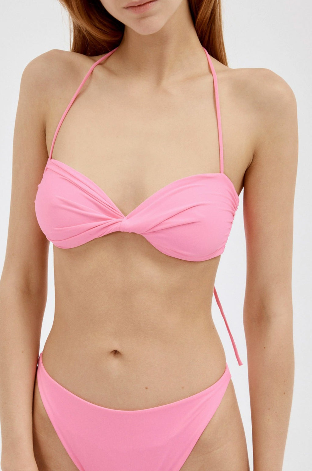 Twist Bandeau Powder Pink Swim Top - Désordre Boutique