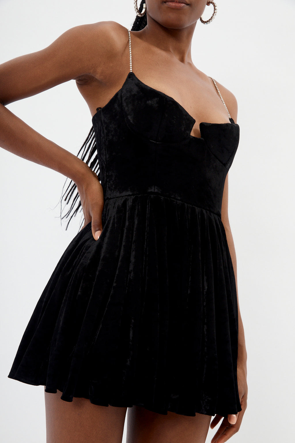 Velour Black Babydoll Dress - Désordre Boutique