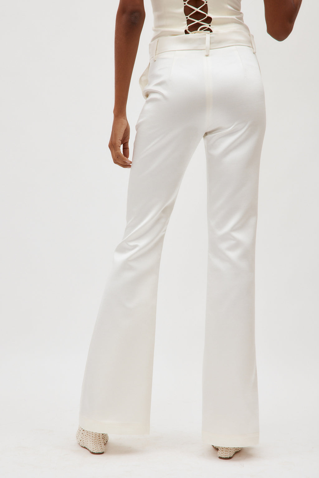 Wool White Flared Pants - Désordre Boutique