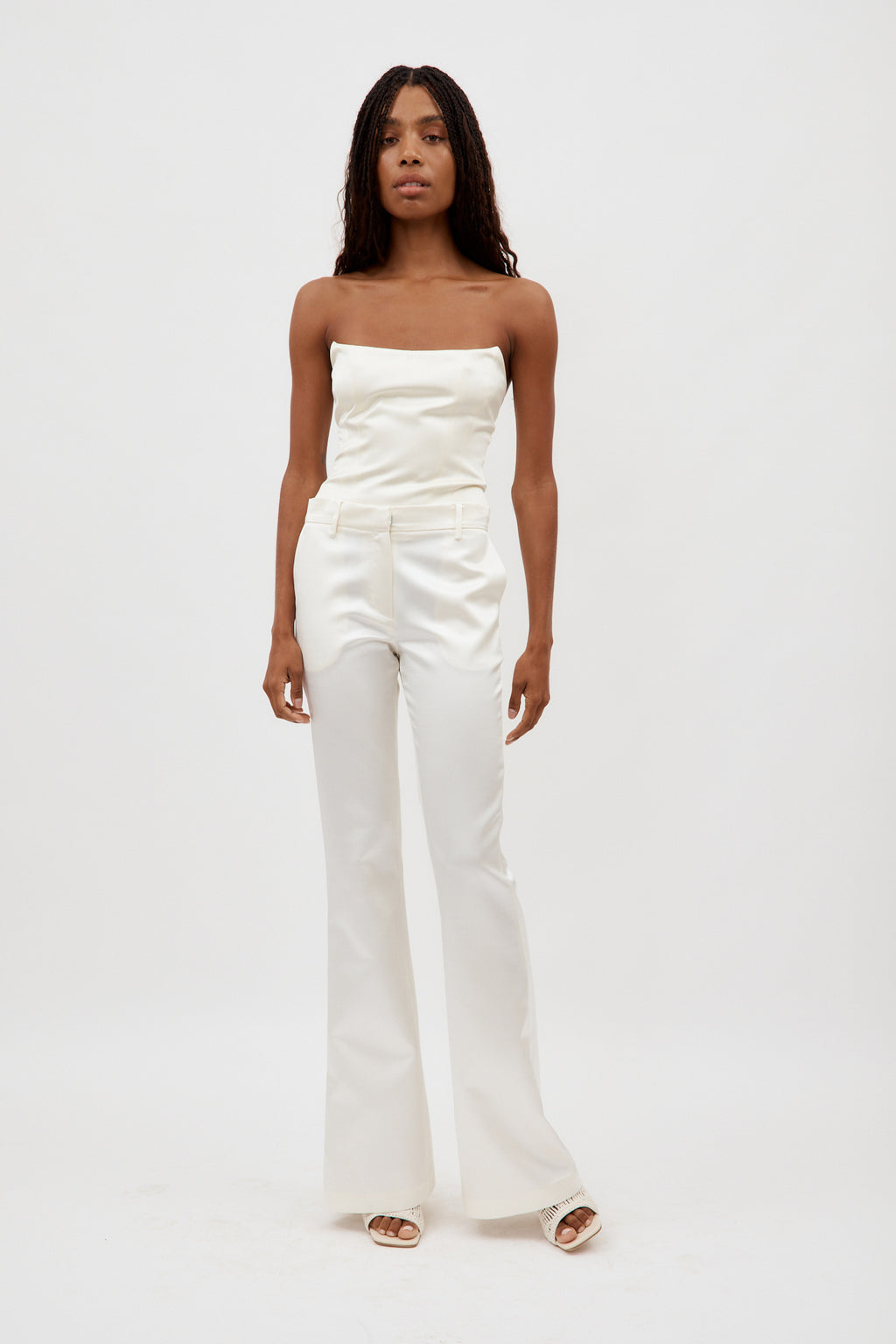 Wool White Flared Pants - Désordre Boutique