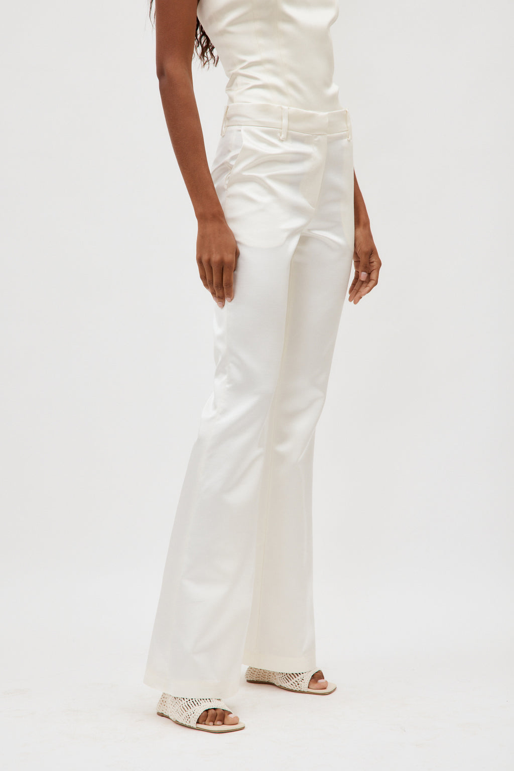 Wool White Flared Pants - Désordre Boutique