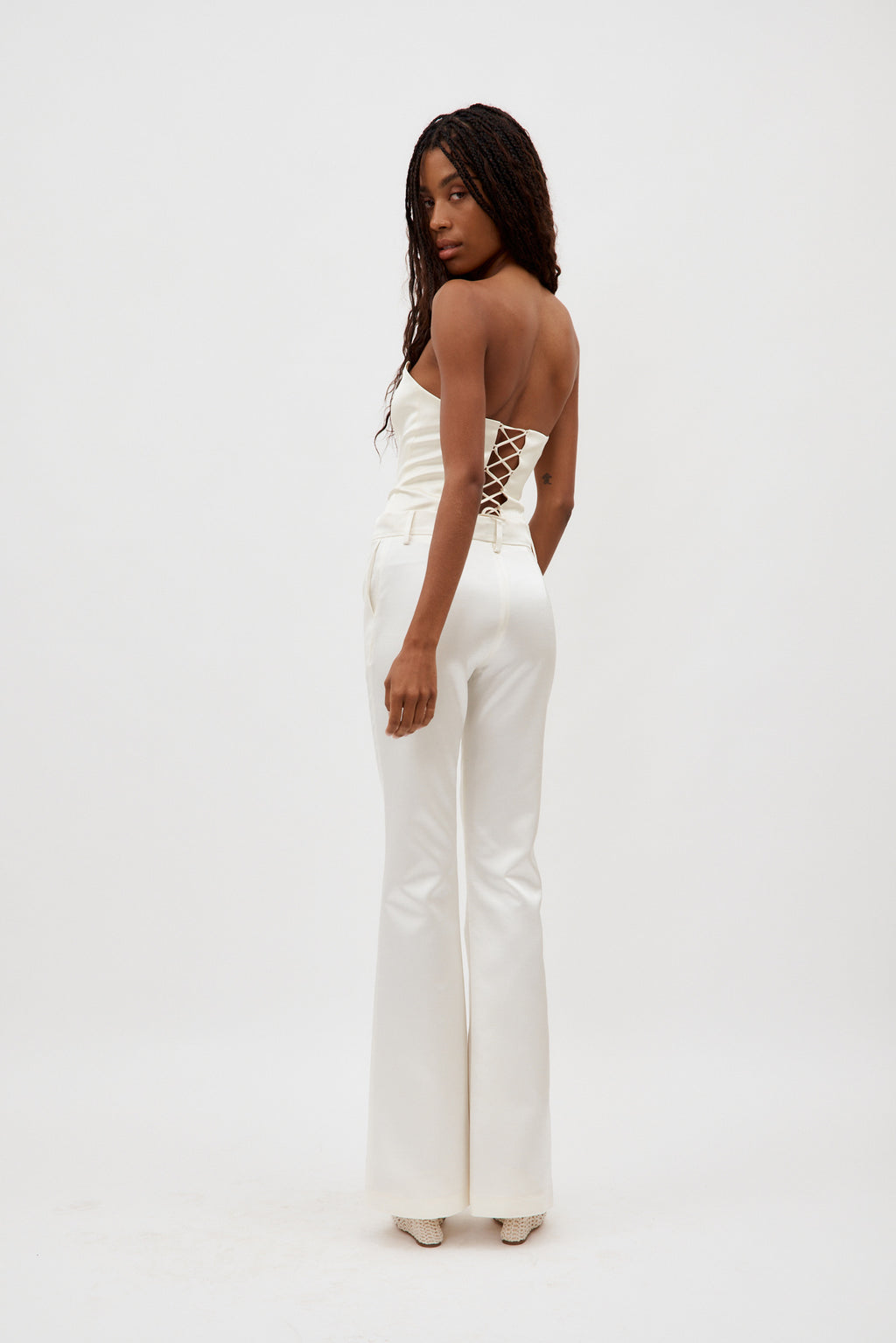 Wool White Flared Pants - Désordre Boutique